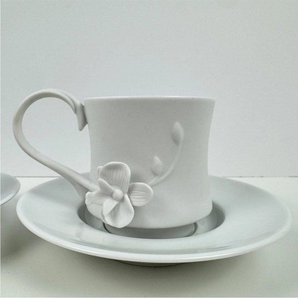 Teavana White Tea porcelain Set with Floral Orchid Flowers